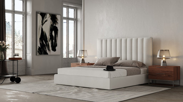 Valhalla - Contemporary White Fabric EK Bed - View Image 1
