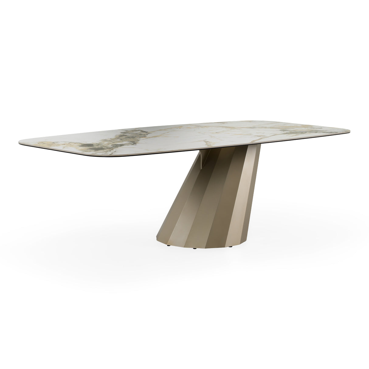 Vela - Modern Ceramic + Brass Dining Table - View Image 1