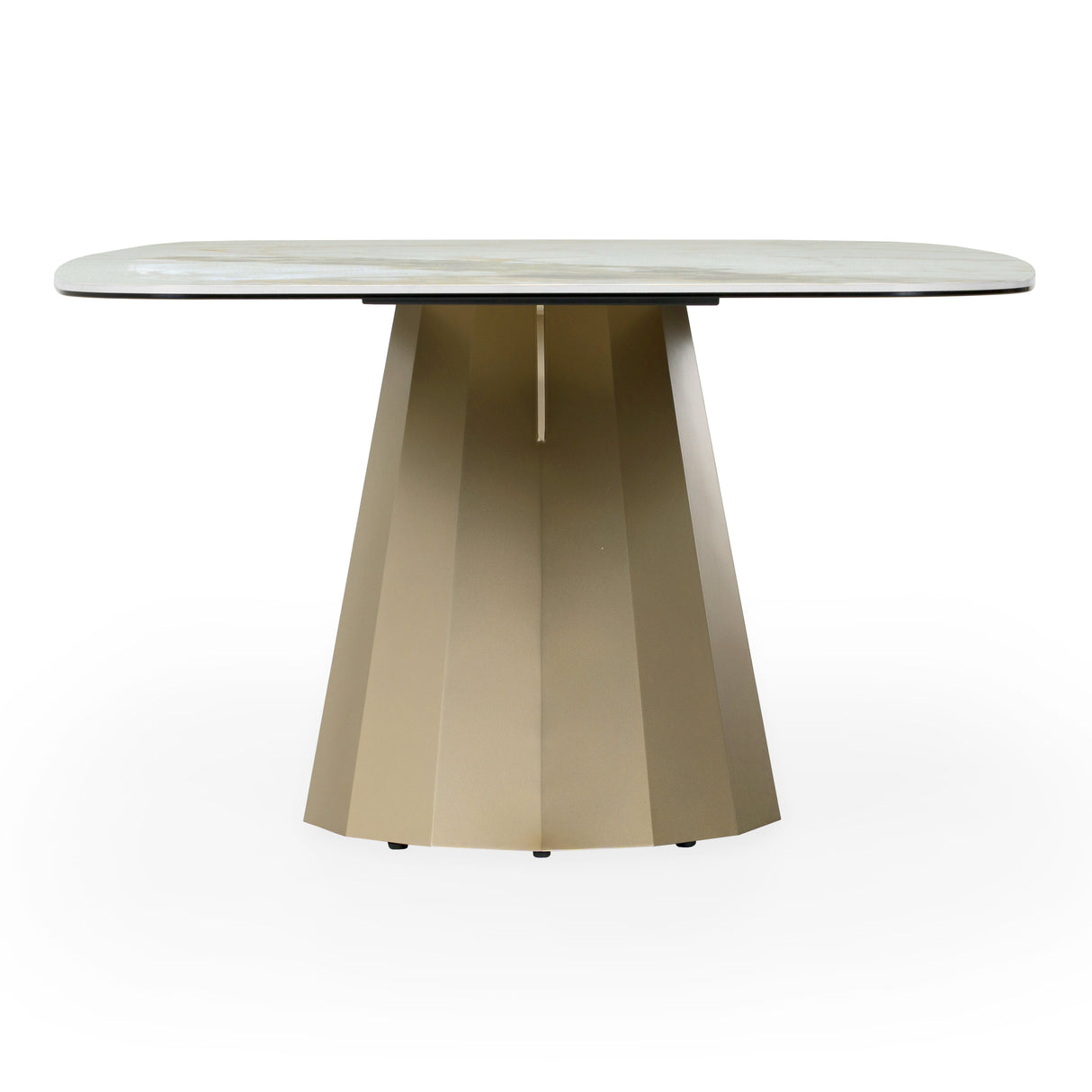 Vela - Modern Ceramic + Brass Dining Table - View Image 1
