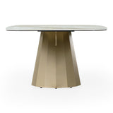 Vela - Modern Ceramic + Brass Dining Table - View Image 1