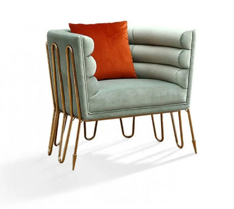 Divani Casa Bixby Modern Light Green & Gold Lounge Chair Vgca1105 - Chr - Grn - VGCA1105 - CHR - GRN - Home Elegance USA - 1