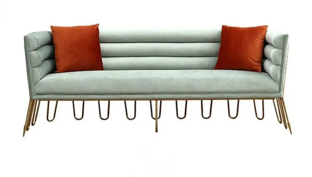 Divani Casa Bixby Modern Light Green Velvet & Gold Sofa Vgca1105 - Sofa - Grn - VGCA1105 - SOFA - GRN - Home Elegance USA - 1