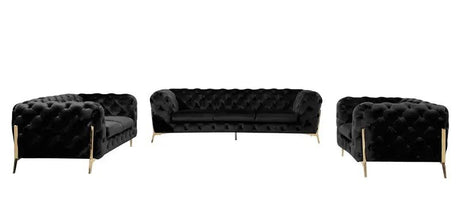 Divani Casa Sheila Modern Black Velvet Sofa Set Vgca1346 - Blk | Home Elegance USA