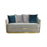 Divani Casa Ardine Modern Grey Velvet & Gold Loveseat Vghkf3062 - 40 - Gry - VGHKF3062 - 40 - GRY - Home Elegance USA - 1