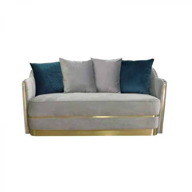 Divani Casa Ardine Modern Grey Velvet & Gold Loveseat Vghkf3062 - 40 - Gry - VGHKF3062 - 40 - GRY - Home Elegance USA - 1