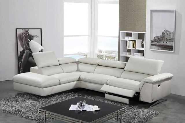 Divani Casa Maine Modern Eco - Leather Sectional Sofa WRecliner Vgkne9104 - Ltgry - VGKNE9104 - LTGRY - Home Elegance USA - 1