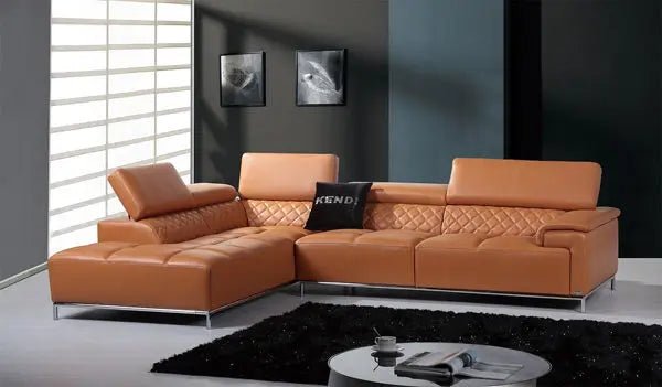 Divani Casa Citadel Modern Orange Leather Sectional Sofa Vgknk8482 - Org - Noaudio - VGKNK8482 - ORG - NOAUDIO - Home Elegance USA - 1