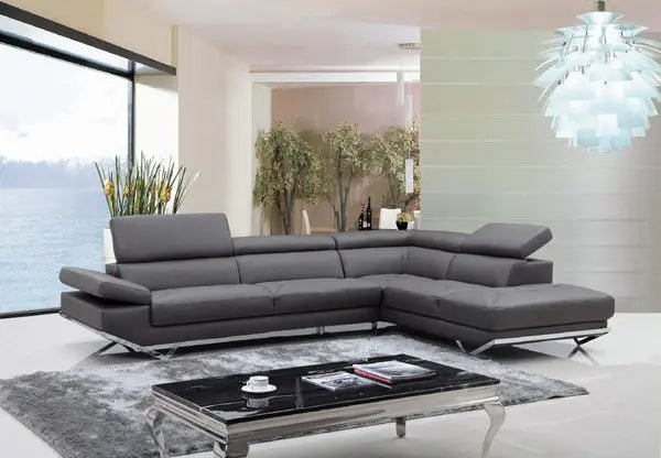 Divani Casa Quebec Modern Dark Grey Eco - Leather Sectional Sofa Vgknk8488 - Eco - Gry - VGKNK8488 - ECO - GRY - Home Elegance USA - 1