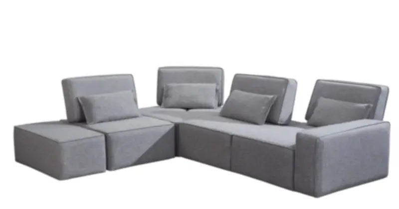 Divani Casa Chapel Modern Light Grey Fabric Sectional Sofa WOttoman Vgmb - 1686 - Gry - VGMB - 1686 - GRY - Home Elegance USA - 1