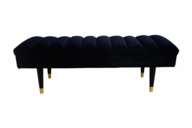 Divani Casa Ritner Modern Black Velvet Bench Vgyuhd - 1855 - Blk - VGYUHD - 1855 - BLK - Home Elegance USA - 1