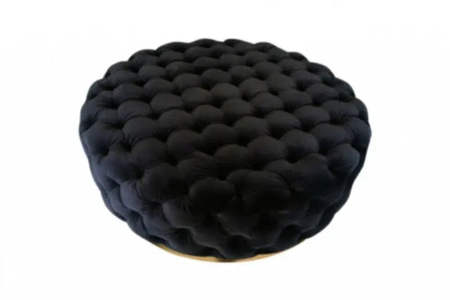 Divani Casa Ritner Modern Black Velvet Ottoman Vgyuhd - 1875 - Blk - VGYUHD - 1875 - BLK - Home Elegance USA - 1