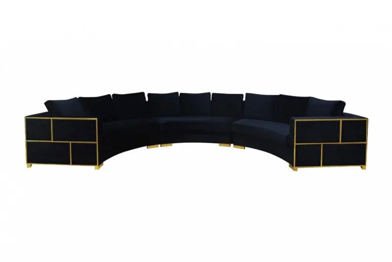 Divani Casa Ritner Modern Black Velvet Circular Sectional Sofa Vgyuhd1840 - B - Blk - VGYUHD1840 - B - BLK - Home Elegance USA - 1