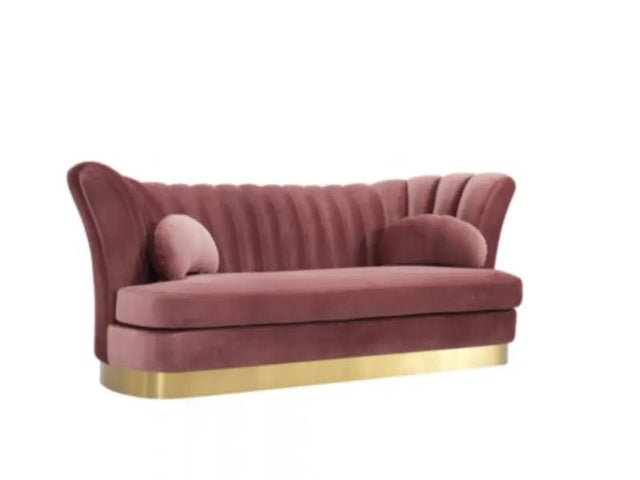 Divani Casa Arvada Modern Pink Velvet & Gold Sofa Vgza40 - 3 - Pnk - VGZA40 - 3 - PNK - Home Elegance USA - 1