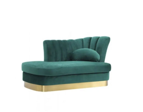 Divani Casa Arvada Modern Green Velvet & Gold Loveseat Chaise Vgzas40 - 2 - Grn - VGZAS40 - 2 - GRN - Home Elegance USA - 1