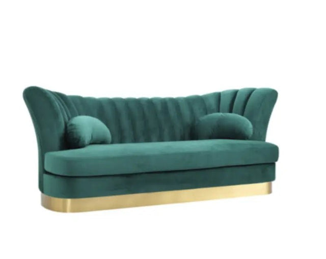 Divani Casa Arvada Modern Green Velvet & Gold Sofa Vgzas40 - 3 - Grn - VGZAS40 - 3 - GRN - Home Elegance USA - 1