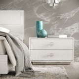 Queen Ovidius + Victoria - Modern White Crocodile Lacquer Bedroom Set
