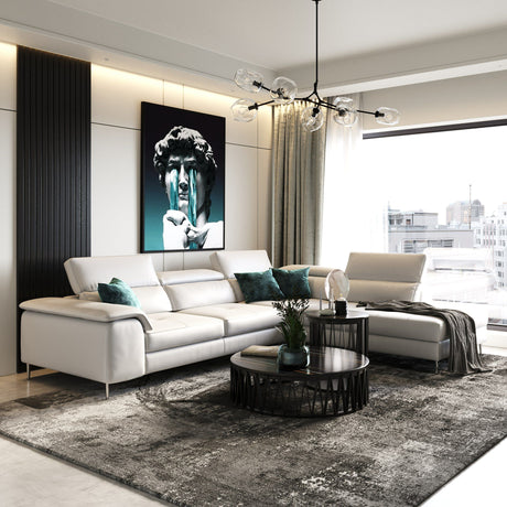 Lamod Italia Viola - Italian Contemporary Grey Leather Right Facing Sectional Sofa - sold by Home Elegance USA