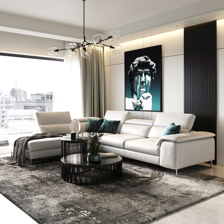 Lamod Italia Viola - Italian Contemporary Grey Leather Left Facing Sectional Sofa - sold by Home Elegance USA