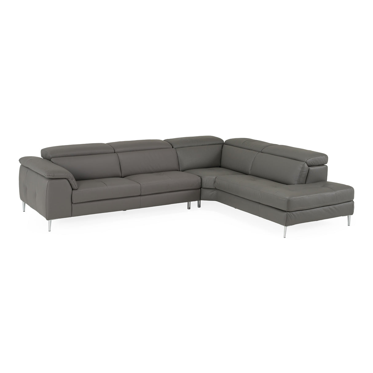 Viola - Italian Contemporary Blue-Grey Leather Right Facing Sectional Sofa - View Image 1