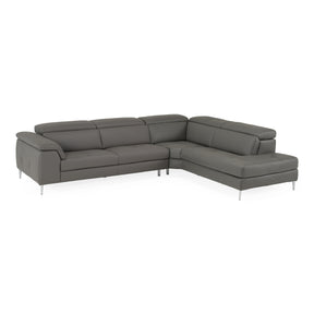 Viola - Italian Contemporary Blue-Grey Leather Right Facing Sectional Sofa - View Image 1