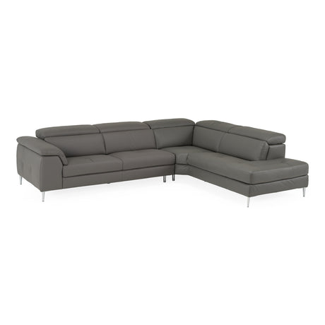 Viola - Italian Contemporary Blue-Grey Leather Right Facing Sectional Sofa - View Image 1
