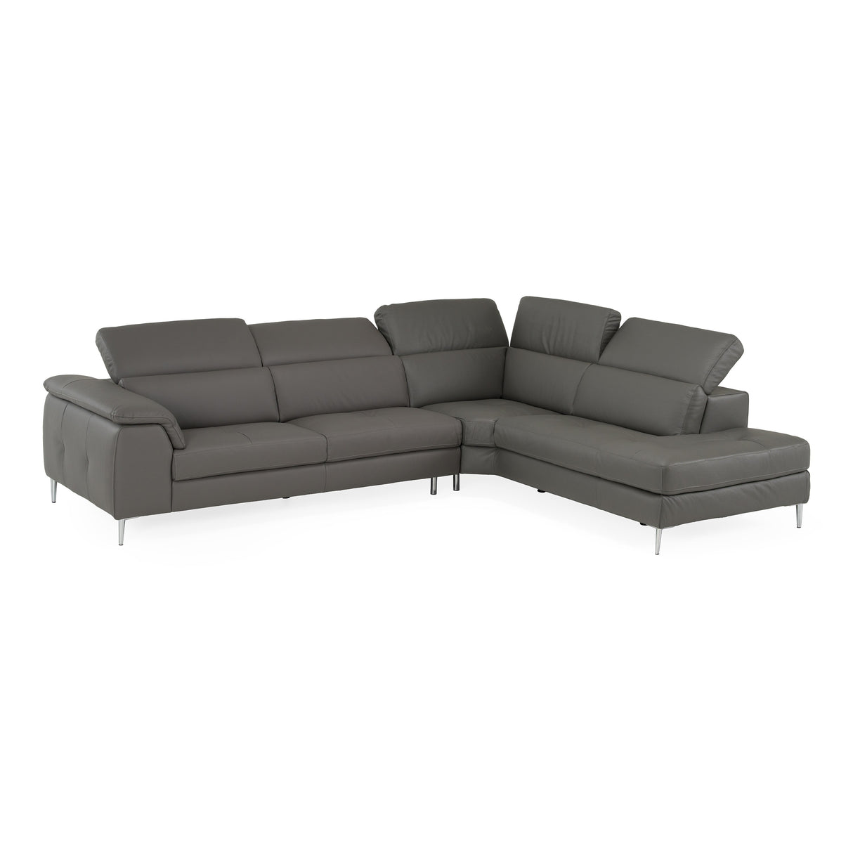 Viola - Italian Contemporary Blue-Grey Leather Right Facing Sectional Sofa - View Image 1