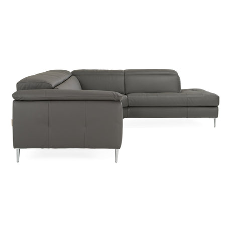 Viola - Italian Contemporary Blue-Grey Leather Right Facing Sectional Sofa - View Image 1