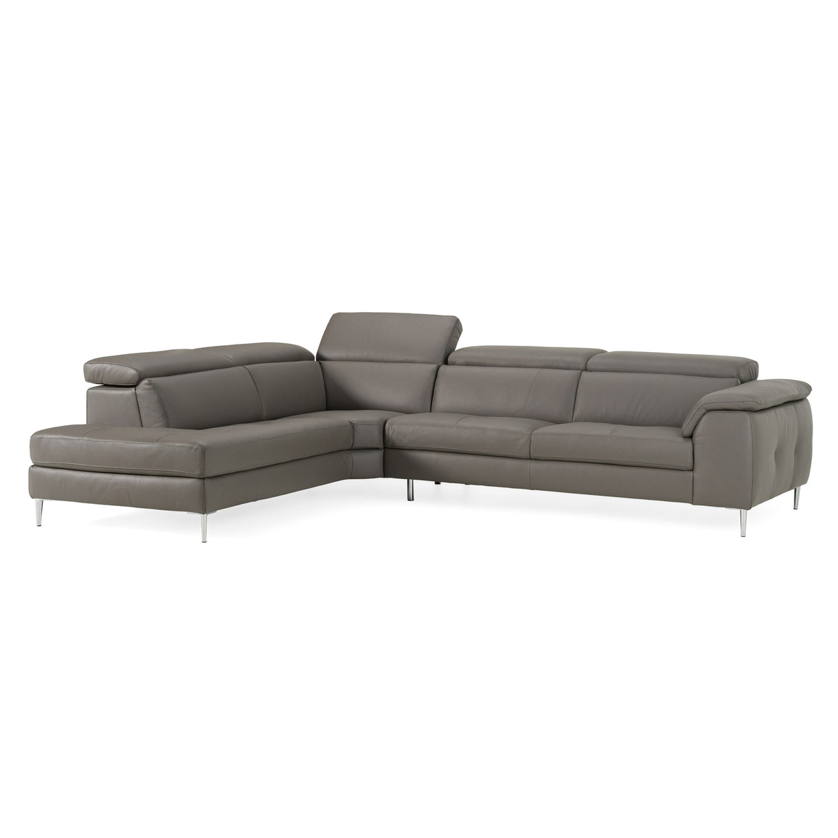 Viola - Italian Contemporary Grey Leather Left Facing Sectional Sofa - View Image 1