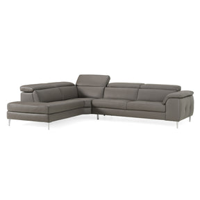Viola - Italian Contemporary Grey Leather Left Facing Sectional Sofa - View Image 1
