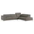 Viola - Italian Contemporary Grey Leather Right Facing Sectional Sofa - View Image 1