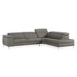 Viola - Italian Contemporary Grey Leather Right Facing Sectional Sofa - View Image 1