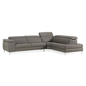 Viola - Italian Contemporary Grey Leather Right Facing Sectional Sofa - View Image 1
