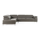 Viola - Italian Contemporary Grey Leather Left Facing Sectional Sofa - View Image 1