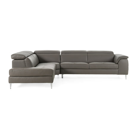 Viola - Italian Contemporary Grey Leather Left Facing Sectional Sofa - View Image 1