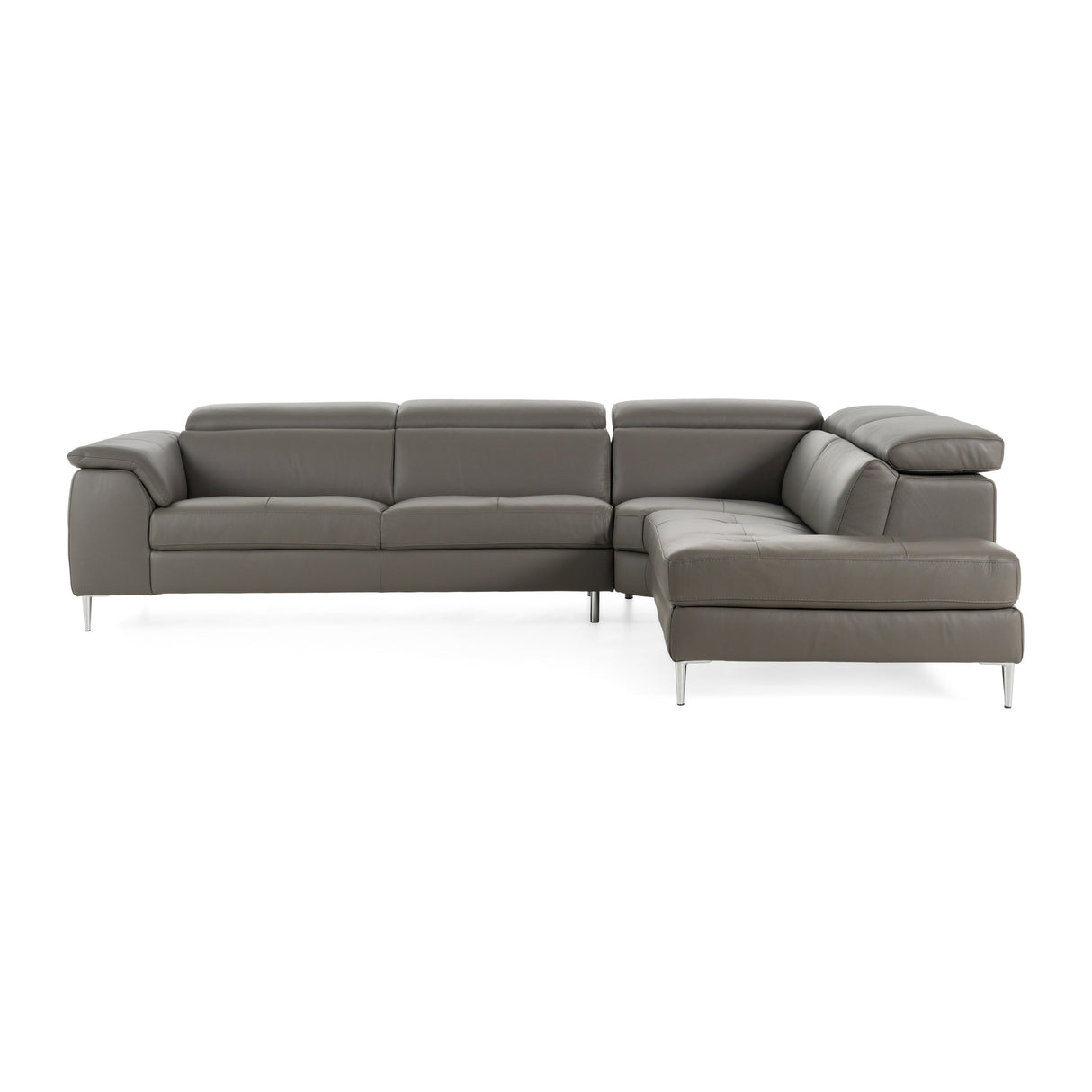 Viola - Italian Contemporary Grey Leather Right Facing Sectional Sofa - View Image 1