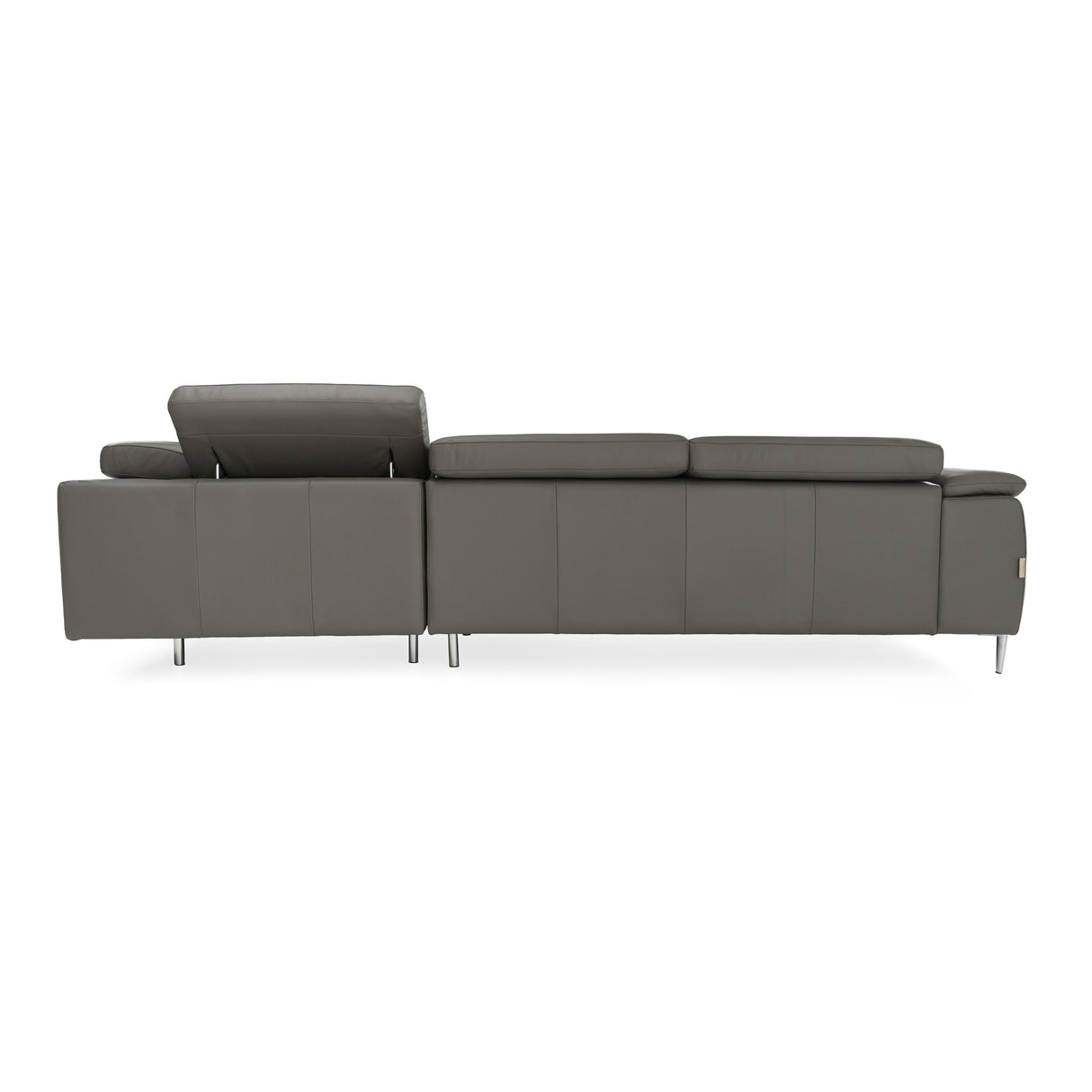 Viola - Italian Contemporary Grey Leather Right Facing Sectional Sofa - View Image 1