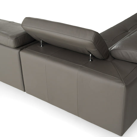 Viola - Italian Contemporary Grey Leather Left Facing Sectional Sofa - View Image 1