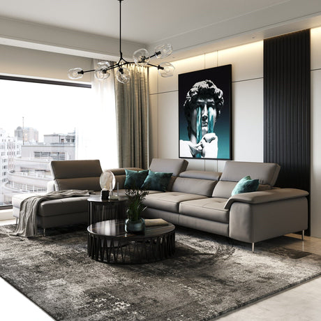 Lamod Italia Viola - Italian Contemporary Grey Leather Left Facing Sectional Sofa - Home Elegance USA