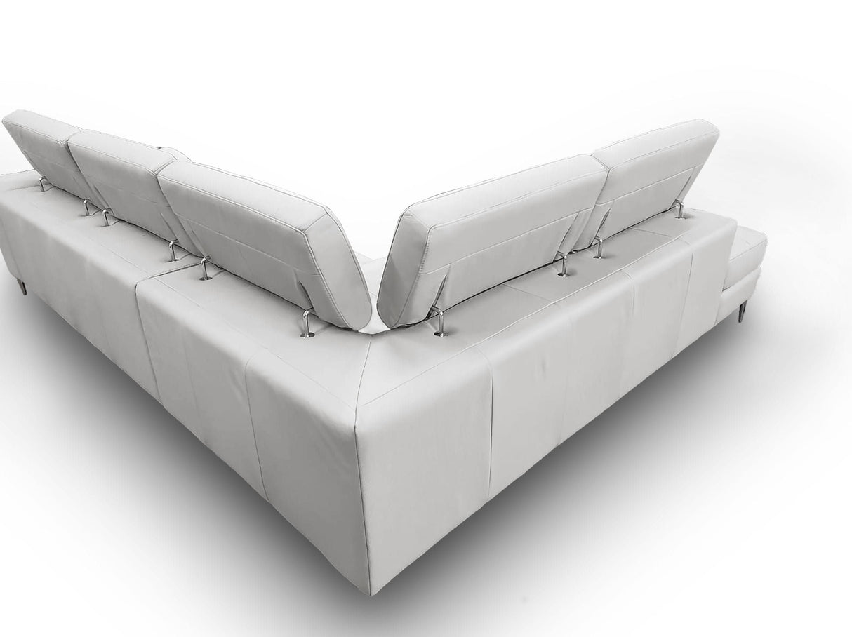 Lamod Italia Viola - Italian Contemporary Grey Leather Left Facing Sectional Sofa - Home Elegance USA