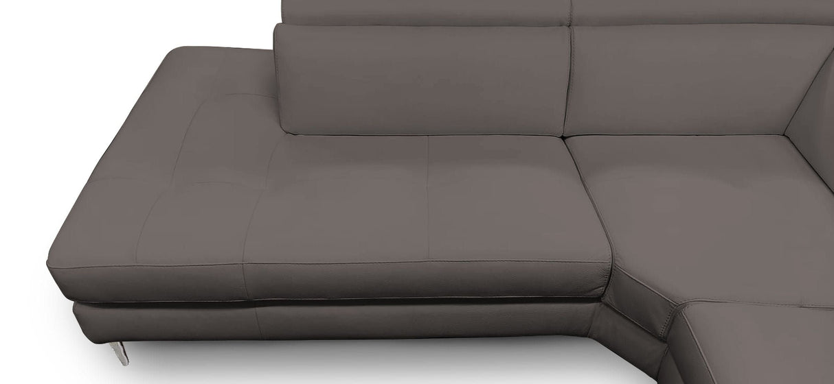 Lamod Italia Viola - Italian Contemporary Grey Leather Left Facing Sectional Sofa - Home Elegance USA