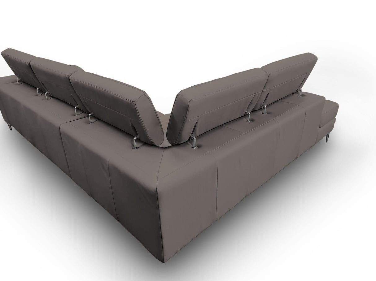 Lamod Italia Viola - Italian Contemporary Grey Leather Left Facing Sectional Sofa - Home Elegance USA