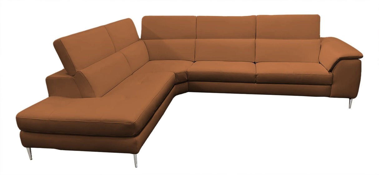 Lamod Italia Viola - Italian Contemporary Cognac Leather Left Facing Sectional Sofa - Home Elegance USA