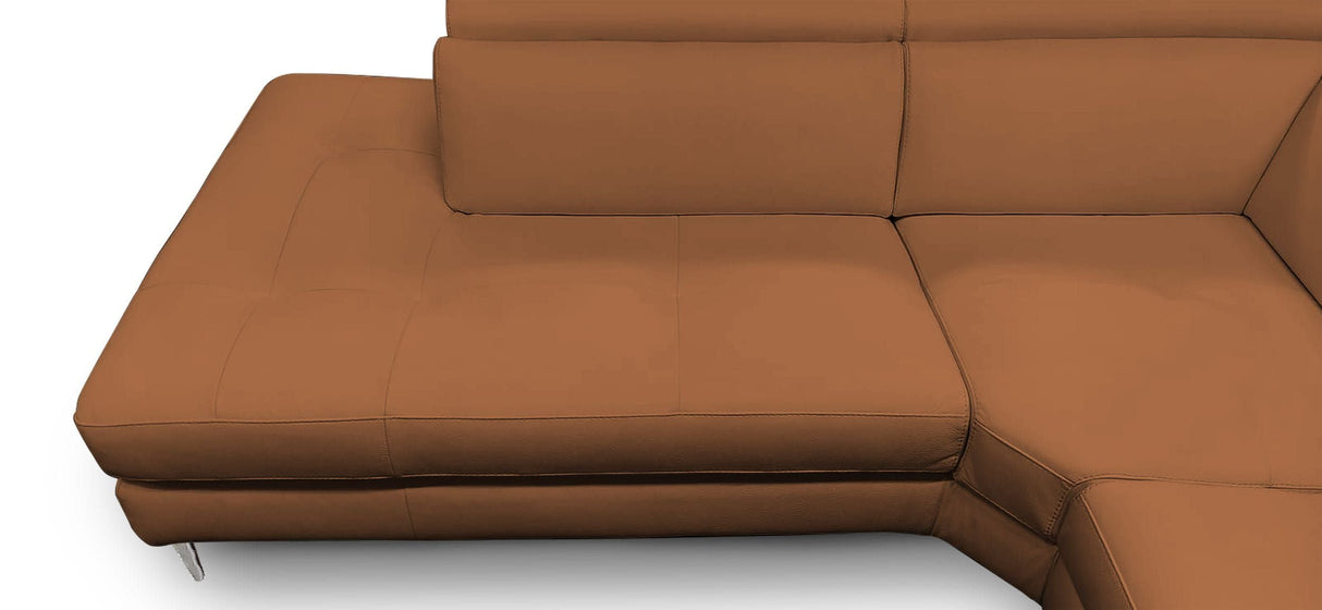 Lamod Italia Viola - Italian Contemporary Cognac Leather Left Facing Sectional Sofa - Home Elegance USA