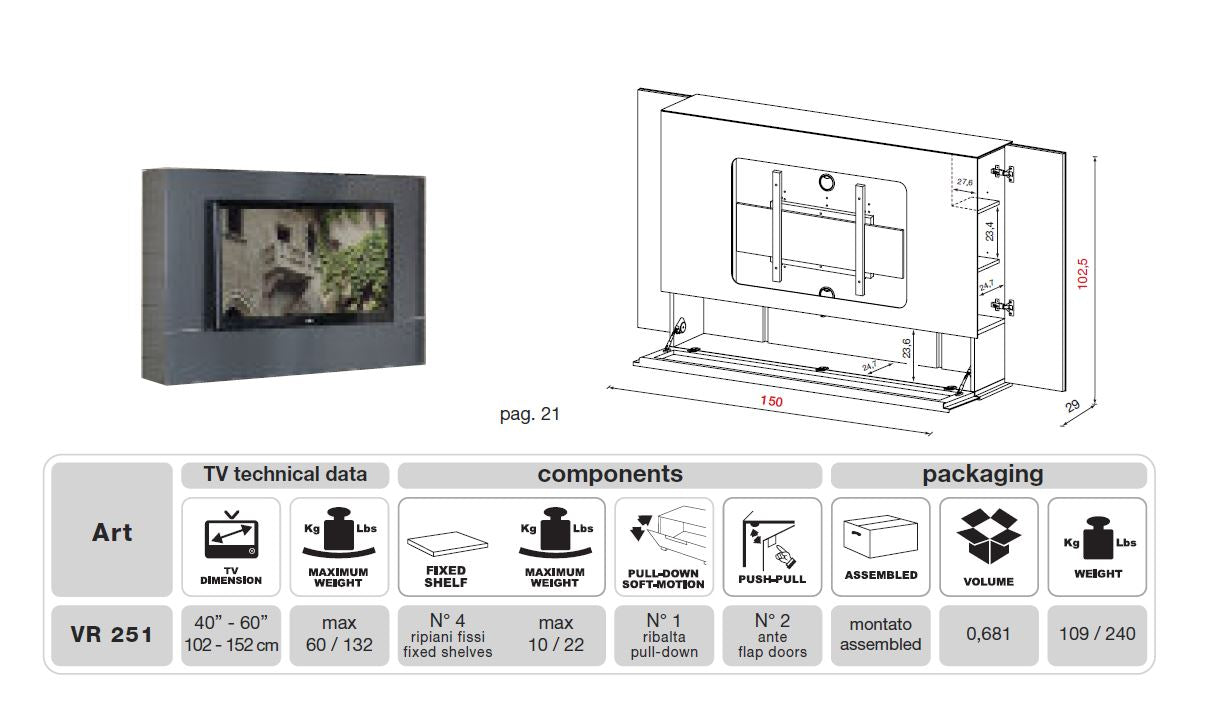 VR4 Verona TV Entertainment System Made In Italy - View Image 1