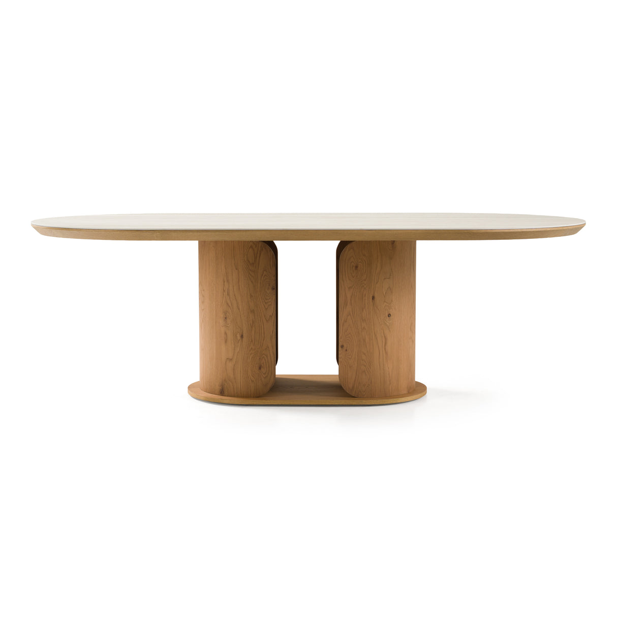 Walbrook - Modern Faux Travertine Ceramic + White Oak Oval Dining Table - View Image 1