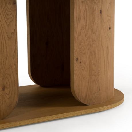 Walbrook - Modern Faux Travertine Ceramic + White Oak Oval Dining Table - View Image 1