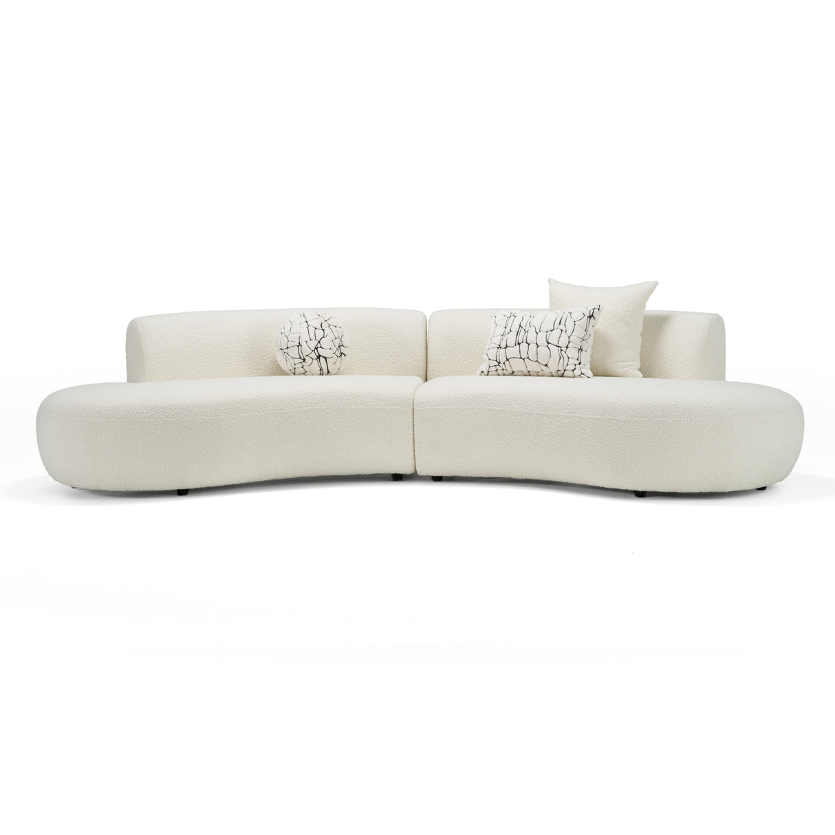 Weldon - Modern Cream Fabric Curved Sectional Sofa - View Image 1