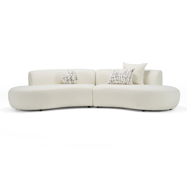 Weldon - Modern Cream Fabric Curved Sectional Sofa - View Image 1
