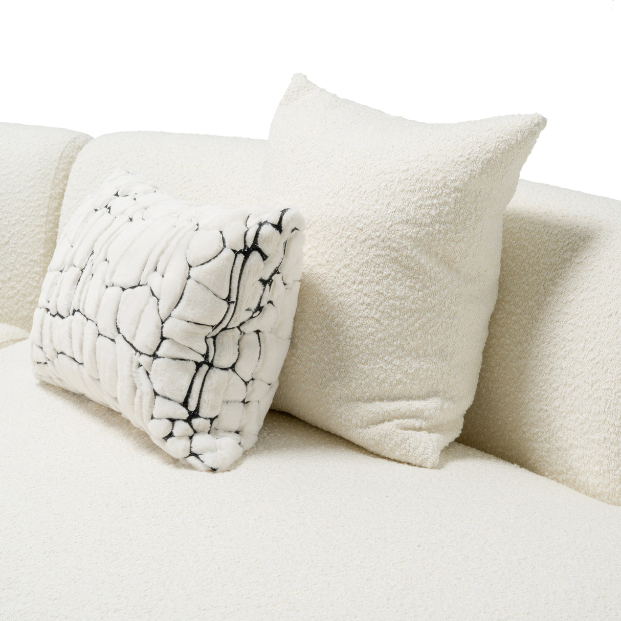 Weldon - Modern Cream Fabric Curved Sectional Sofa - View Image 1