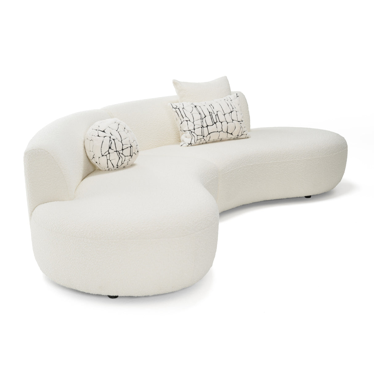 Weldon - Modern Cream Fabric Curved Sectional Sofa - View Image 1